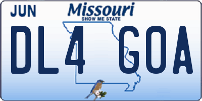 MO license plate DL4G0A