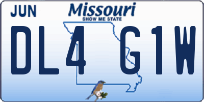MO license plate DL4G1W