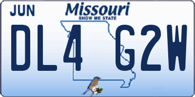 MO license plate DL4G2W