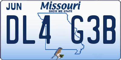 MO license plate DL4G3B