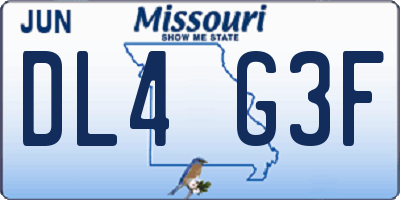 MO license plate DL4G3F