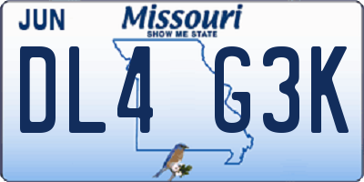 MO license plate DL4G3K