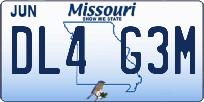 MO license plate DL4G3M