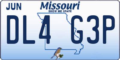 MO license plate DL4G3P