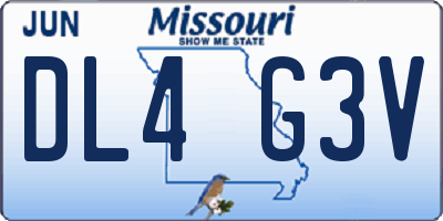 MO license plate DL4G3V