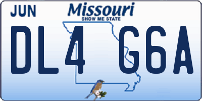 MO license plate DL4G6A