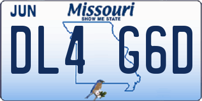 MO license plate DL4G6D