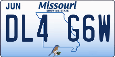 MO license plate DL4G6W