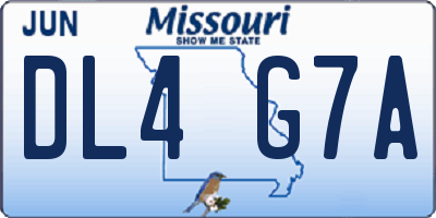 MO license plate DL4G7A