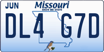 MO license plate DL4G7D