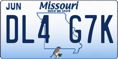 MO license plate DL4G7K