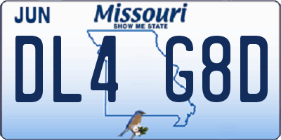 MO license plate DL4G8D