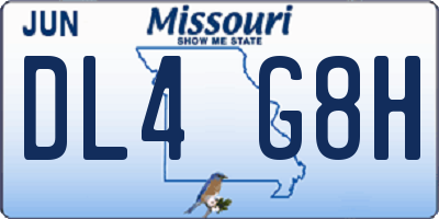 MO license plate DL4G8H