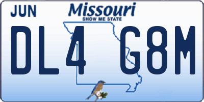 MO license plate DL4G8M