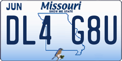 MO license plate DL4G8U