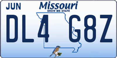 MO license plate DL4G8Z