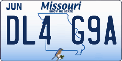 MO license plate DL4G9A