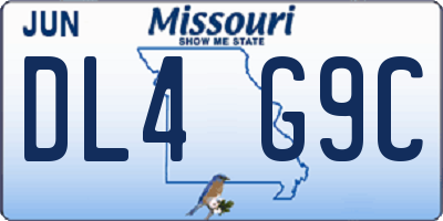 MO license plate DL4G9C