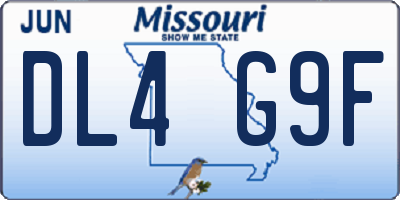 MO license plate DL4G9F
