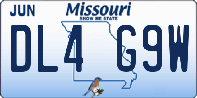 MO license plate DL4G9W
