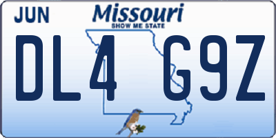 MO license plate DL4G9Z