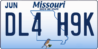 MO license plate DL4H9K