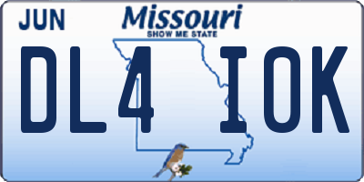 MO license plate DL4I0K