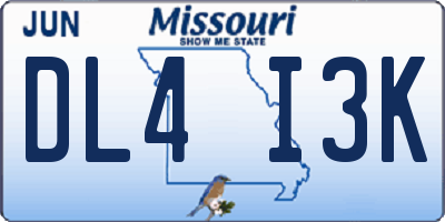 MO license plate DL4I3K