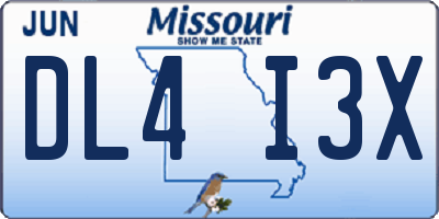 MO license plate DL4I3X