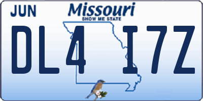 MO license plate DL4I7Z