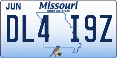 MO license plate DL4I9Z