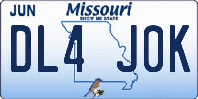 MO license plate DL4J0K