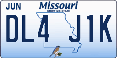 MO license plate DL4J1K