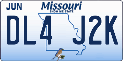 MO license plate DL4J2K