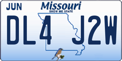 MO license plate DL4J2W