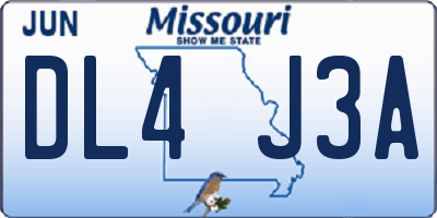 MO license plate DL4J3A