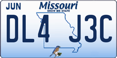 MO license plate DL4J3C