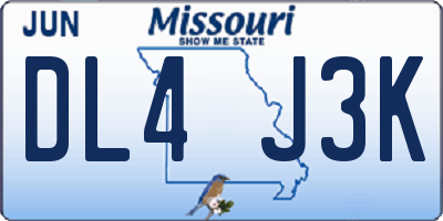 MO license plate DL4J3K