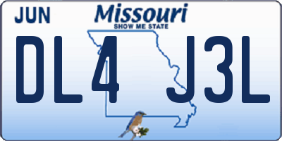 MO license plate DL4J3L