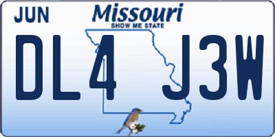 MO license plate DL4J3W