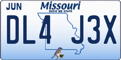 MO license plate DL4J3X