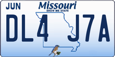 MO license plate DL4J7A