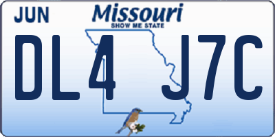MO license plate DL4J7C