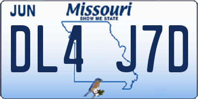 MO license plate DL4J7D