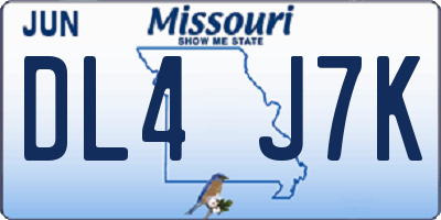 MO license plate DL4J7K