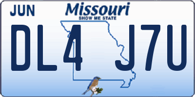 MO license plate DL4J7U