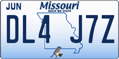 MO license plate DL4J7Z