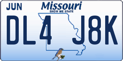 MO license plate DL4J8K