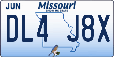 MO license plate DL4J8X