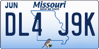 MO license plate DL4J9K